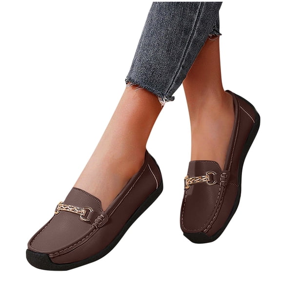 Eltusu Women Flat Shoes, Breathable Slip on Comfort Round Toe Loafer Shoes Brown Size 9.5
