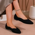thumbnail image 1 of Eltusu Women Flat Shoes, Comfy Slip on Pointy Toe Solid Color Work Shoes Black Size 7, 1 of 5