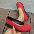 thumbnail image 1 of Eltusu Women Flat Shoes, Slip on Fashion No Slip Round Toe Loafer Shoes Red Size 6.5, 1 of 6