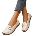 thumbnail image 1 of Eltusu Women Flat Shoes, Slip on Round Toe Breathable PU Loafer Shoes Beige Size 7, 1 of 4