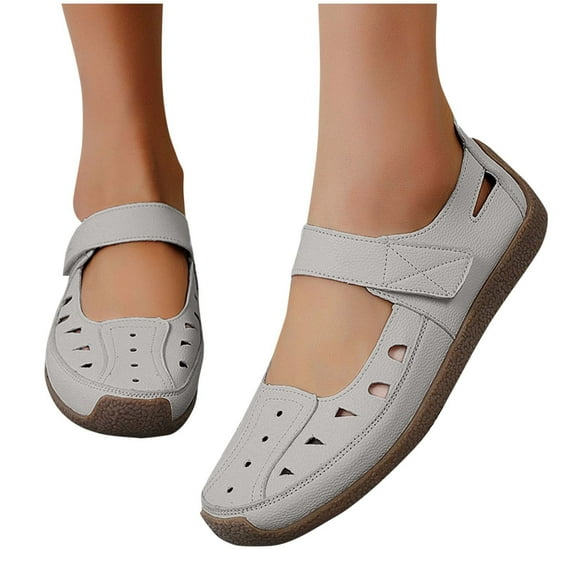 Eltusu Women Flat Shoes, Soft Round Toe Slip on Breathable Loafer Shoes Gray Size 9.5