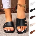 thumbnail image 1 of Eltusu Women Flat Slide Sandals, Casual Non-Slip Open Toe PU Summer Shoes Black Size 6, 1 of 10