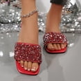 thumbnail image 1 of Eltusu Women Flat Slide Sandals, Fashion No Slip Open Toe PU Summer Shoes Red Size 8.5, 1 of 9