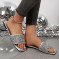 thumbnail image 1 of Eltusu Women Flat Slide Sandals, PU Fashion No Slip Open Toe Summer Shoes Silver Size 7, 1 of 9