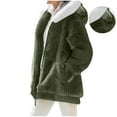 thumbnail image 1 of Eltusu Women Fleece Jackets, Long Sleeve Hooded Warm Comfort Winter Outerwear Army Green Size XL, 1 of 6