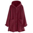 thumbnail image 1 of Eltusu Women Fleece Jackets, Soft Comfy Long Sleeve Thermal Winter Outerwear Wine Size M, 1 of 8