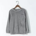 thumbnail image 1 of Eltusu Women Fleece Pajama Tops, Comfy Long Sleeve Thermal Crew Neck Winter Sleepwear Gray Size M, 1 of 4
