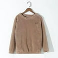 thumbnail image 1 of Eltusu Women Fleece Pajama Tops, Crew Neck Comfy Thermal Long Sleeve Winter Sleepwear Khaki Size S, 1 of 4