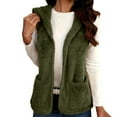 thumbnail image 1 of Eltusu Women Fleece Vests, Comfort Soft Thermal V-Neck Winter Jackets Army Green Size XL, 1 of 7