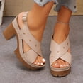 thumbnail image 1 of Eltusu Women Heeled Sandals, No Slip Adjustable High Heels Open Toe Dress Sandals Shoes Beige Size 6, 1 of 9