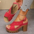 thumbnail image 1 of Eltusu Women Heeled Sandals, No Slip Open Toe High Heels Adjustable Dress Sandals Shoes Red Size 6.5, 1 of 9