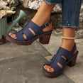 thumbnail image 1 of Eltusu Women Heeled Sandals, Open Toe No Slip Ankle Strap Low Heels Dress Sandals Shoes Navy Size 7, 1 of 8