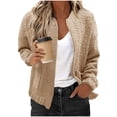 thumbnail image 1 of Eltusu Women Jackets for Spring, Zipper Long Sleeve Lapel Collar Lightweight Outerwear with Pockets Khaki Size XL, 1 of 7
