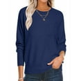 thumbnail image 1 of Eltusu Women Knitting Cotton Sweaters, Crewneck Long Sleeve Pullover Warm Winter Tops Navy Size 2XL, 1 of 7