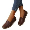 thumbnail image 1 of Eltusu Women Loafer Flat Shoes, Breathable No Slip Round Toe Solid Color Dress Shoes Coffee Size 9, 1 of 6
