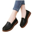 thumbnail image 1 of Eltusu Women Loafer Flat Shoes, Breathable Round Toe PU No Slip Dress Shoes Black Size 7.5, 1 of 9