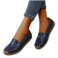thumbnail image 1 of Eltusu Women Loafer Flat Shoes, No Slip Breathable Round Toe Solid Color Dress Shoes Dark Blue Size 7, 1 of 3