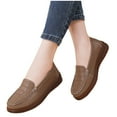 thumbnail image 1 of Eltusu Women Loafer Flat Shoes, PU Round Toe Breathable No Slip Dress Shoes Khaki Size 9.5, 1 of 9