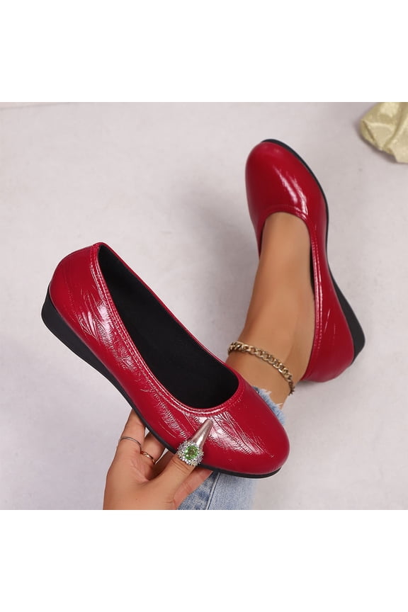 Women Loafer Flat Shoes, Round Toe Breathable No Slip Wedding Dress Shoes Wine Size 9