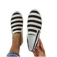 thumbnail image 1 of Eltusu Women Loafer Flat Shoes, Striped Breathable Slip on Round Toe Comfort Shoes Black Size 9, 1 of 7