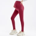 thumbnail image 1 of Eltusu Women Maternity Leggings, Elastic Waist Soft Stretch Solid Color Leggings over the Belly Red Size M, 1 of 4