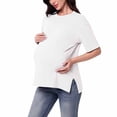 thumbnail image 1 of Eltusu Women Maternity Shirts, Crew Neck Short Sleeve Pullover Solid Color Pregnancy Tops White Size 2XL, 1 of 8
