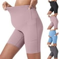 thumbnail image 1 of Eltusu Women Maternity Shorts Over Belly, Stretch Elastic Waist Soft Comfy Pregnacy Short Pants Pink Size S-XL, 1 of 5