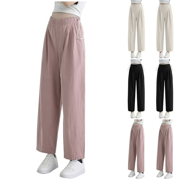 Eltusu Women Maternity Sweatpants, Stretch Casual Relaxed Fit Straight Leg Pregnancy Pants Pink Size M-2XL