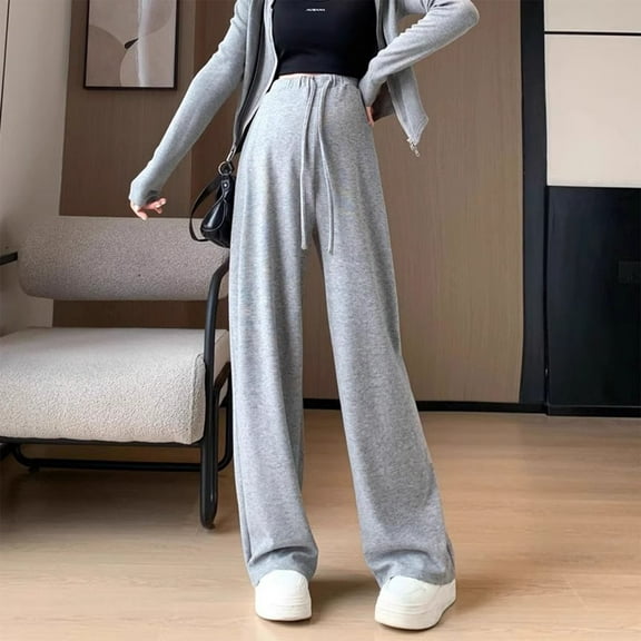 Eltusu Women Maternity Sweatpants, Stretch Comfort Straight Leg Casual Pregnancy Pants Gray Size XL