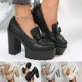 thumbnail image 1 of Eltusu Women Platform Chunky Heels, No Slip Party Mid High Heels Round Toe Block Heel Shoes Black Size 5.5-9.5, 1 of 6