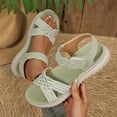 thumbnail image 1 of Eltusu Women Platform Sandals, PU Ankle Strap Comfort Open Toe Dress Sandals Shoes Green Size 6.5, 1 of 7