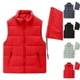 thumbnail image 1 of Eltusu Women Puffer Vests, Windproof Thermal Hooded Zipper Winter Jackets Red Size M-5XL, 1 of 8