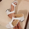 thumbnail image 1 of Eltusu Women Slide Sandals, Non-Slip Breathable Open Toe Block Heel Ladies Shoes White Size 8.5, 1 of 9