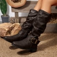thumbnail image 1 of Eltusu Women Slouch Boots, No Slip Waterproof Casual Mid Calf Low Heel Boots Brown Size 5.5, 1 of 9