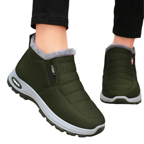 Eltusu Women Snow Boots, Soft Windproof Fashion Thermal Winter Booties Shoes Army Green Size 9