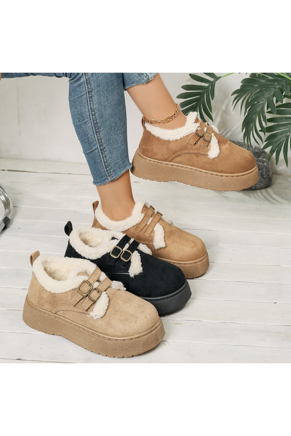 Women Snow Boots, Soft Windproof Warm Comfy Winter Shoes Brown Size 7