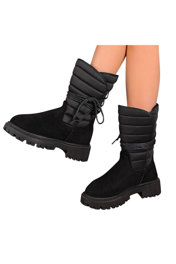 Women Snow Boots, Thermal Windproof Soft Fashion Winter Shoes Black Size 6.5