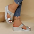 thumbnail image 1 of Eltusu Women Wedge Slide Sandals, Open Toe Casual Soft Bottom No Slip Ladies Shoes Silver Size 9, 1 of 9