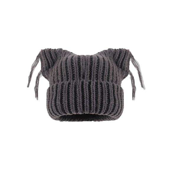 Eltusu Women Winter Beanie Hat, Comfy Warm Cat Ear Windproof Knit Hat Gray Size Free Size