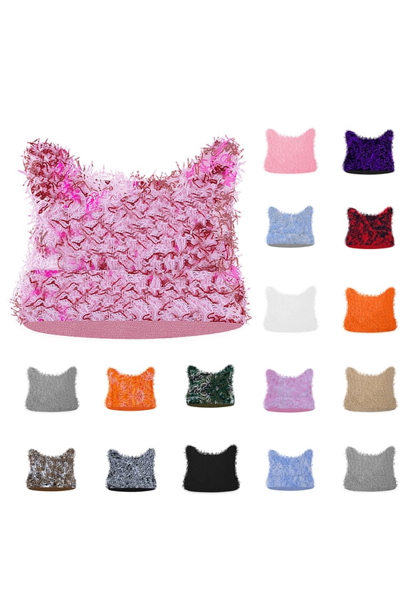 Women Winter Beanie Hat, Windproof Comfort Thermal Cute Knit Hat Pink Size Free Size