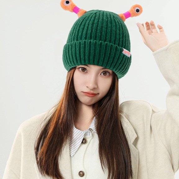 Eltusu Women Winter Beanies, Cute Windproof Thermal Comfort Knit Hat Army Green Size Free Size