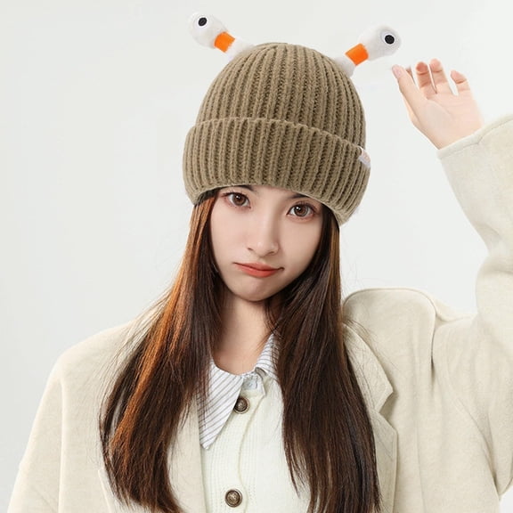 Eltusu Women Winter Beanies, Thermal Comfort Cute Windproof Knit Hat Khaki Size Free Size