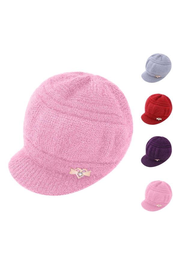 Women Winter Beanies, Warm Comfy Windproof Casual Knit Hat Pink Size Free Size