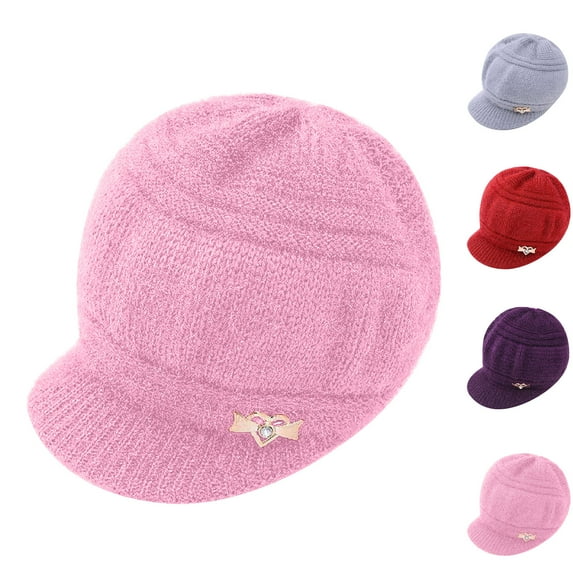 Eltusu Women Winter Beanies, Warm Comfy Windproof Casual Knit Hat Pink Size Free Size