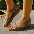 thumbnail image 1 of Eltusu Women's Flat Sandals, Outdoor Open Toe Soft Bottom Ankle Strap Summer Shoes Khaki Size 8.5, 1 of 9