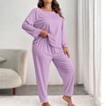 thumbnail image 1 of Eltusu Women's Plus Pajama Sets, Two Pieces Pullover Loose Fit Long Sleeve Sleepwear Sets Purple Size XL-5XL, 1 of 3