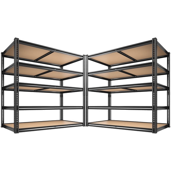 Eluknt 2-Pack 5-Tier Metal Storage Shelves with 2300LBS Heavy Duty Capacity Per Rack, Adjustable Garage Shelving Unit, Black, 40"W x 20"D x 72"H