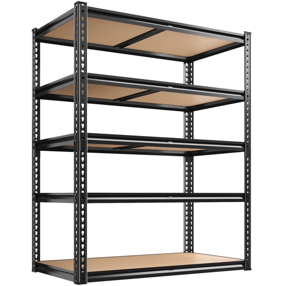 Eluknt 5-Tier Metal Storage Shelves, 2200 lbs Heavy Duty, 35.8" W x 16" D x 72" H, Black