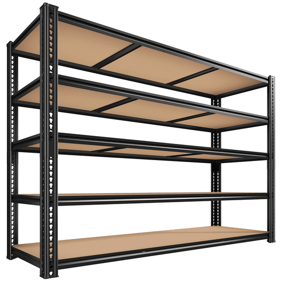 Eluknt 5-Tier Metal Storage Shelves with 3500LBS Heavy Duty Capacity, 60" Ultra Wide Garage Shelving Unit, Black, 60"W x 18"D x 72"H