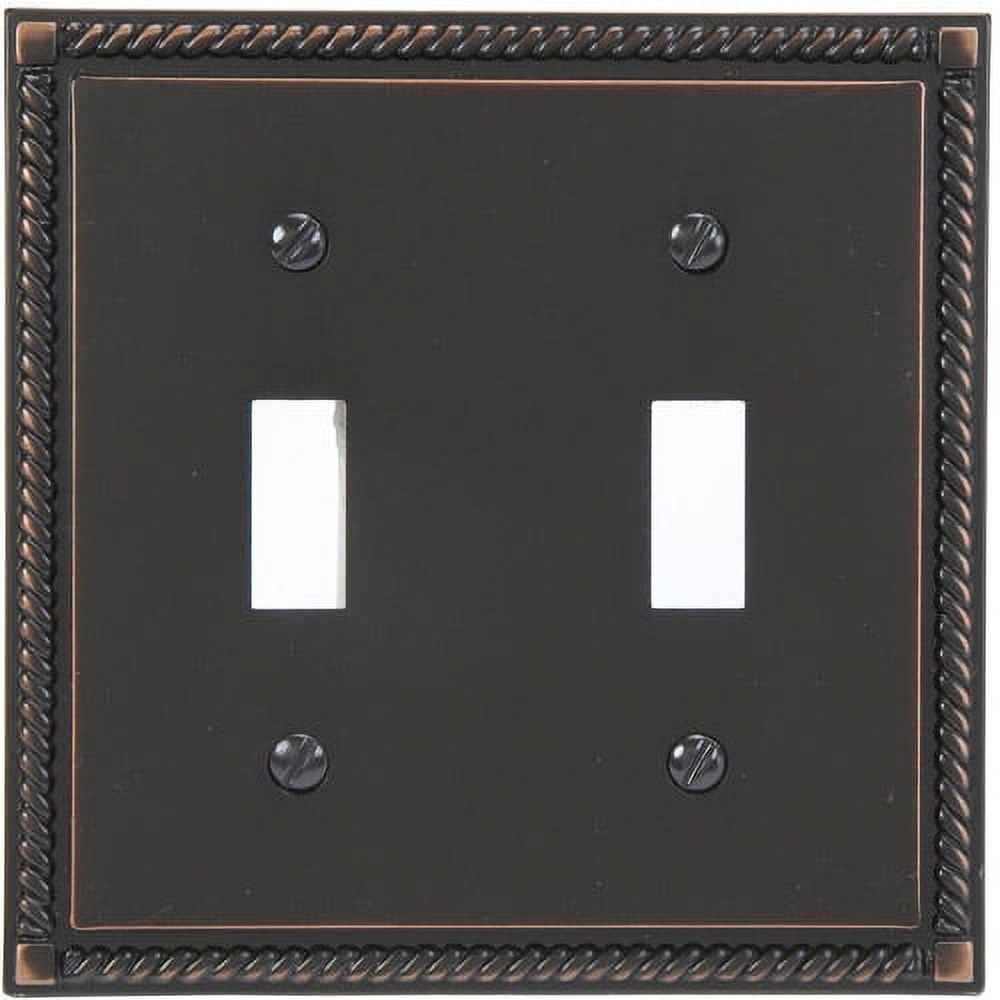 Elumina 54TTVBNB Tumbled Wallplate, 2 Toggle, Cast Metal, Aged